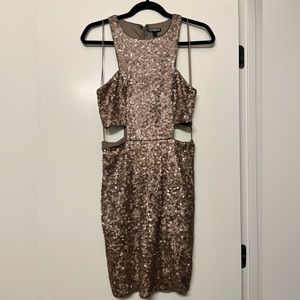 Express Bronze Sequin Mini Dress